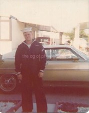 FOUND PHOTOGRAPH Color NAVY MAN Original Snapshot 1970's SAILOR 27 58 O