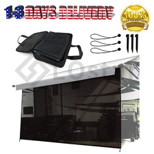 RV Awning Sun Shade Screen - Black Mesh Sunshade UV Block 11'-19' Width
