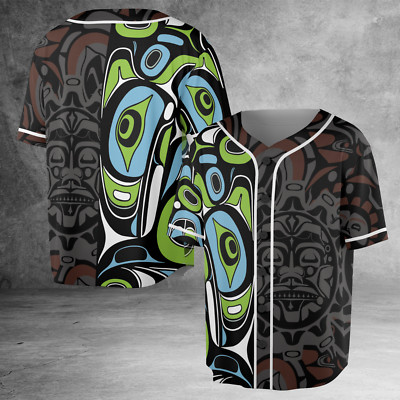 Haida Art Native American Pacific Northwest 3D Baseball Jersey Shirt Size S-5XL