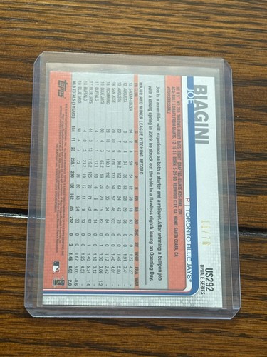 Joe Biagini 15/76 2019 Topps Update Independence Day Parallel #US292 Blue Jays - Bild 2 von 2