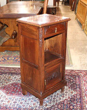 French Antique Louis XVI Marble Top Walnut Nightstand