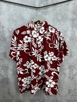 Karmakula Aloha Hawaiian Shirt Red Floral Short Sleeve Vintage Style Men's Sz S