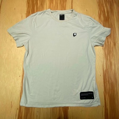 Twitch Organic Cotton Mens Large Cream Gaming Streaming Short Sleeve Rubber Logo