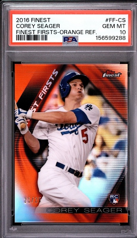 COREY SEAGER 2016 Topps Finest Orange Refractor Rookie RC 21/25 PSA 10 POP 3