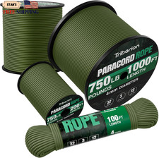 Paracord Rope 750 Lb - 1000Ft / 500Ft / 200Ft / 100Ft 5/32" Parachute Cord 4MM 1