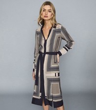 Reiss Adelita Geometric-print Shirt Dress UK 10 £225.00