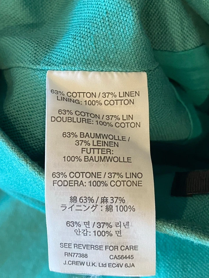 Minifalda plisada línea A J.Crew talla 2 verde azulado algodón mezcla de lino cintura alta preppy Foto 4 de 4