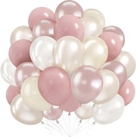 Luftballons Perle Altrosa Weiß, 60 StüCk Ballons Geburtstag Rosa Beige Weiß | 12