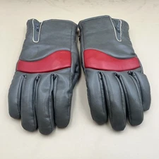 Vintage Retro Gray And Red Zip Up Insulated Ski Gloves Snowboard Winter Sports