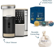 BRUVI The Bundle Single-Serve Coffee System Includes 20 Coffee and Espresso Pods