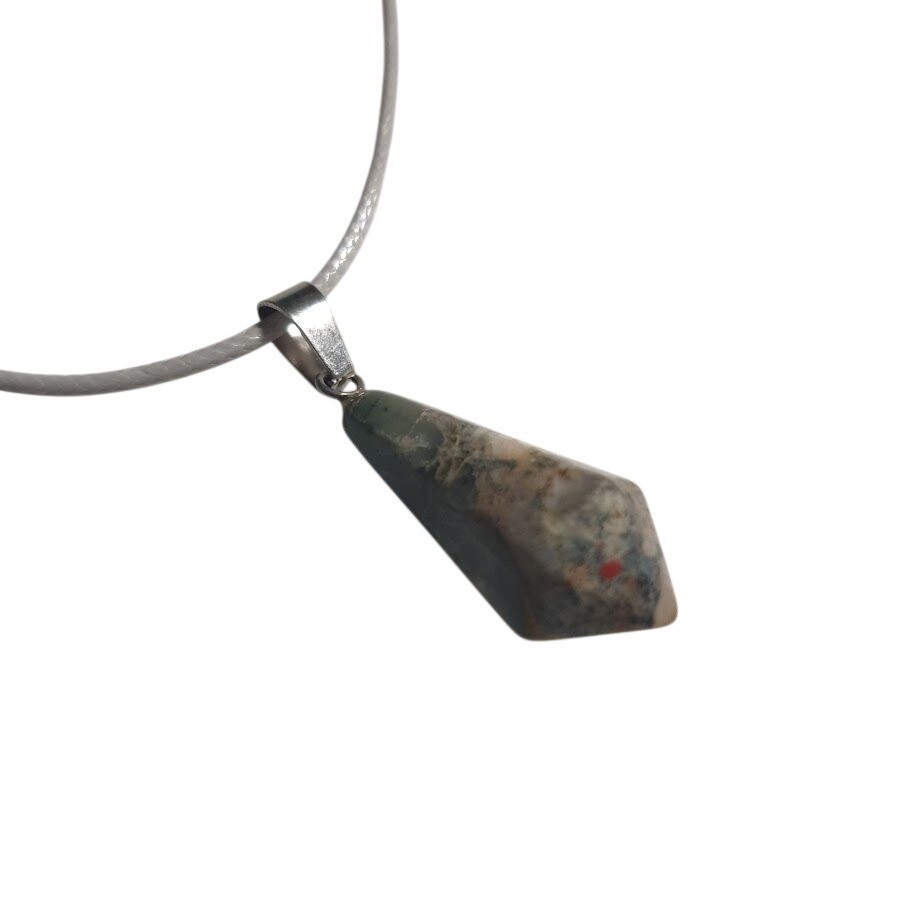 Moss Agate Gemstone Pendant Necklace Healing Stone Drop Adjustable Gift Boho