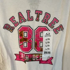 New Women’s White/pink Camo Print Realtree 86 T-shirt Short Sleeve Size Large