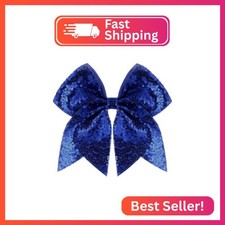 ZOLYCO Large Glitter Cheer Bows Clips, Jumbo Big 7 Inch Cheerleading Sequin Hair
