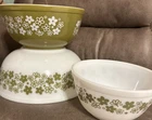 3 Vintage Pyrex Crazy Daisy Spring Blossom  Mixing Nesting Bowls FREE SHIPPING