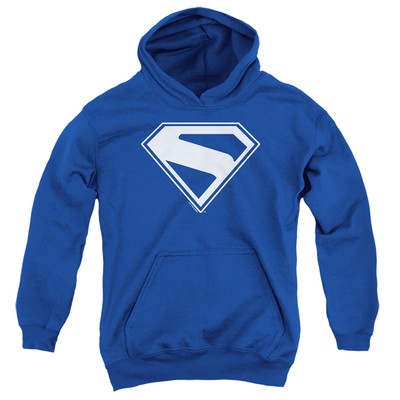 Superman 2025 New Logo White Youth Kids Pull-Over Hoodie, Royal, 3-13 Years
