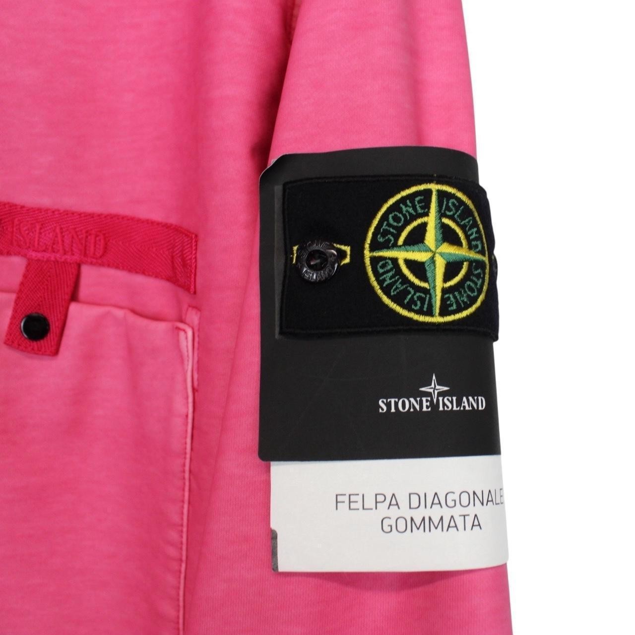 Stone Island SS 2022 Pink Felpa Diagonale Gommata 1/4 Zip Smock Jacket image 5