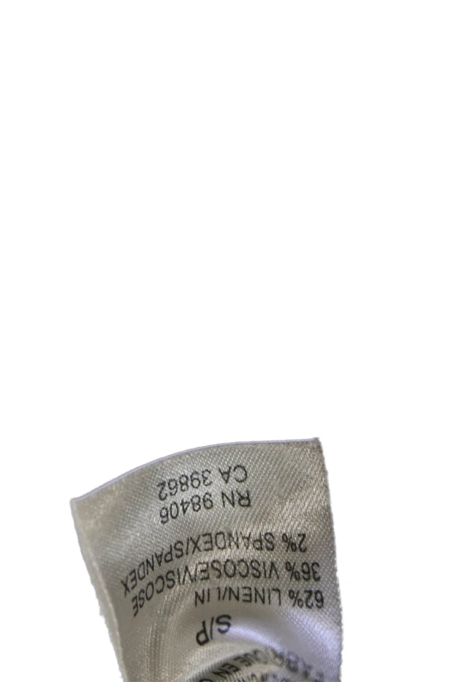 Blusa negra Theory para mujer con detalle de escote con cordones de lino manga 3/4 talla S Foto 4 de 4