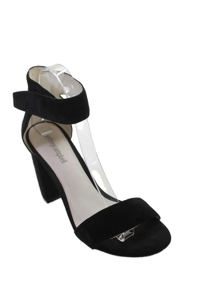 Jeffrey Campbell Womens Suede Open Toe Ankle Strap Heels Solid Black Size 8Free Shipping in US $100+ Orders | $6.95 Orders Below