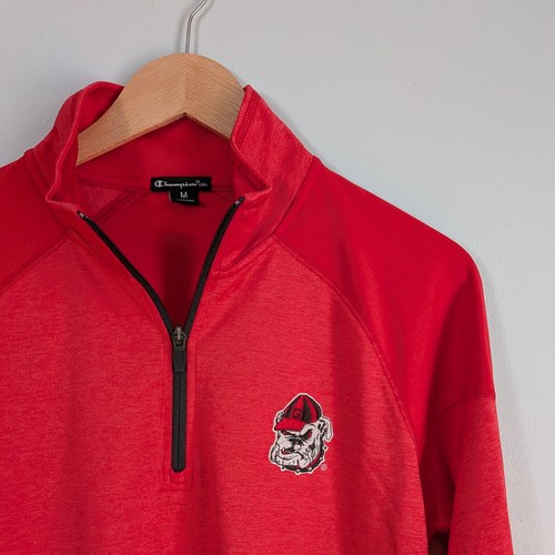 University Of Georgia Bulldogs 1/4 Zip Shirt M rot Uga Football Maskottchen Stickerei - Bild 5 von 10