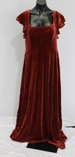 Azazie Women's Bondi Velvet Side Slit Bridesmaid Dress EJ3 Terracotta Size A14