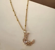 Gold Moon Charm Pendant Necklace |New | Adjustable