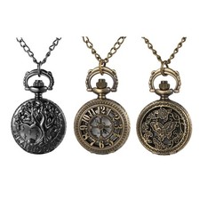Vintage Mini Cute Openwork Antique Bronze Tone Quartz Pocket Watch Sweater Chain