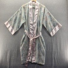 New Vintage Victoria's Secret Gold Tag Sheer Pastel Metallic Floral Kimono Robe