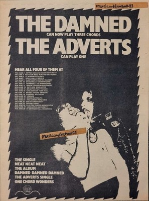 THE DAMNED NEAT NEAT NEAT ADVERTS ONE CHORD WONDERS 1977 Ad 16¼''x12'' 41x30cm VG+