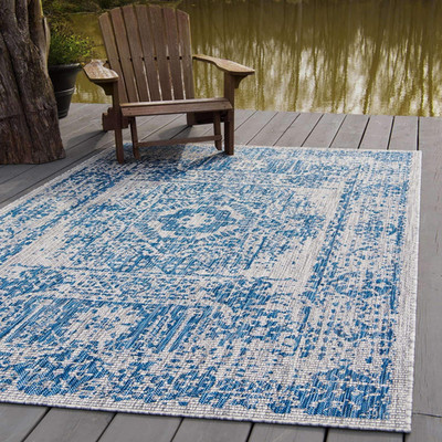 Unique Loom Outdoor Traditional Collection Area Rug - Timeworn 3 3 X 5 3