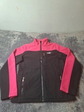 Puma Girls Soft Shell Full Zip Jacket XL Black Pink Microfiber Scuba Active