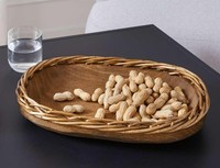 Holz Deko Schale Oval, 37X27 Cm Handarbeit, Obst Snack Brot Korb Bad KüChe Tisch