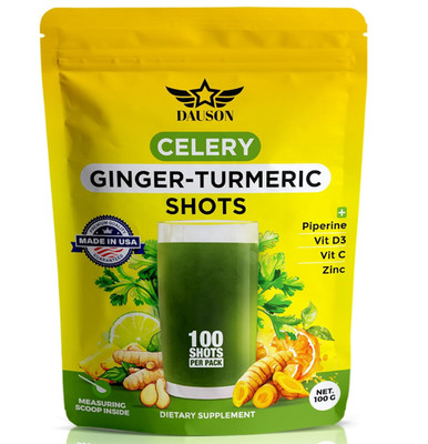 Celery Ginger Turmeric Shots Powder with Vitamin C, D3 & Zinc   Daily Detox & Im