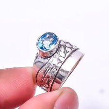 London Blue Topaz - Brazil Designer Handmade 925 Sterling Silver Ring s.6.5 Su62