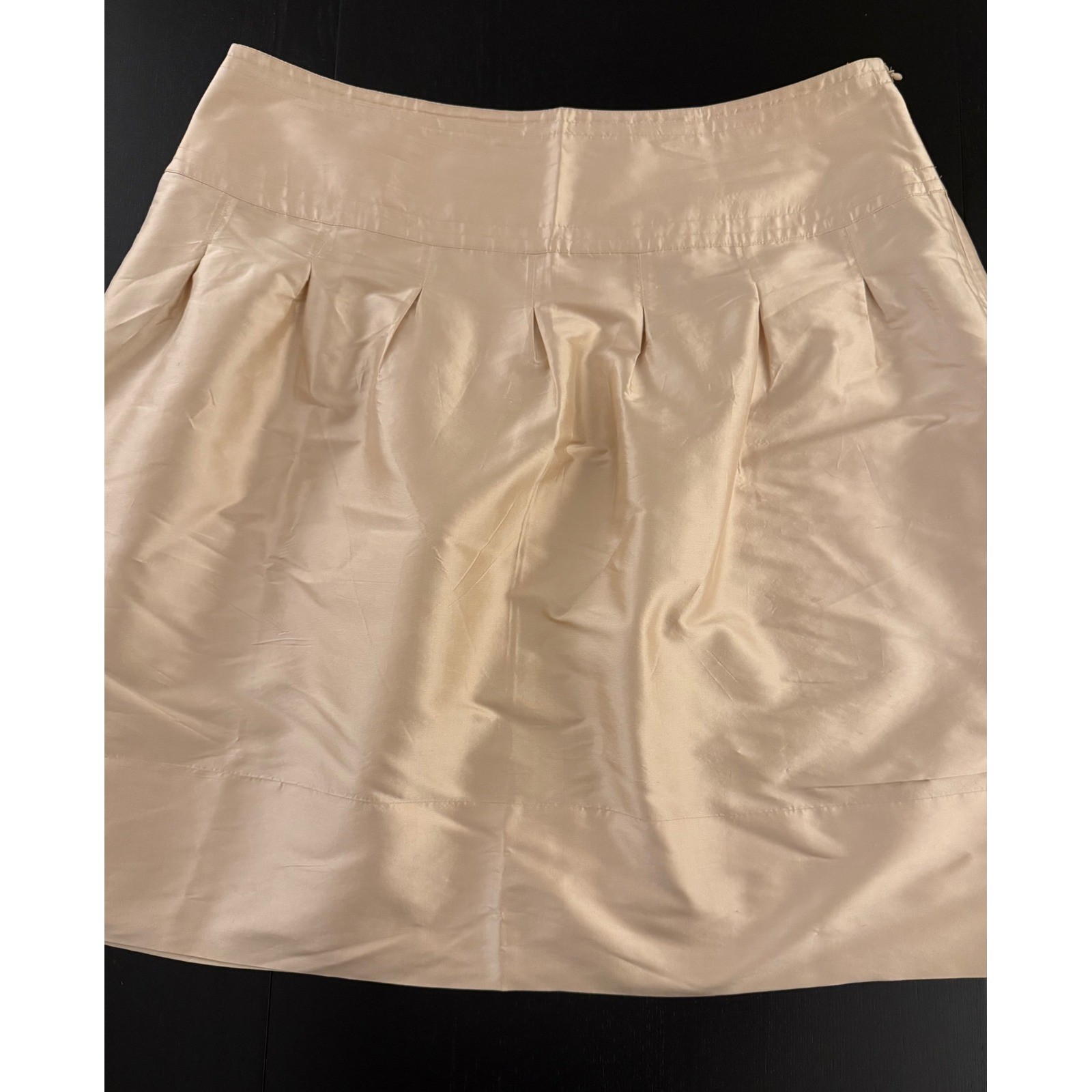 Ralph Lauren 100% Silk Skirt Women Size 16 Gold Side-Zip Holiday Party Christmas