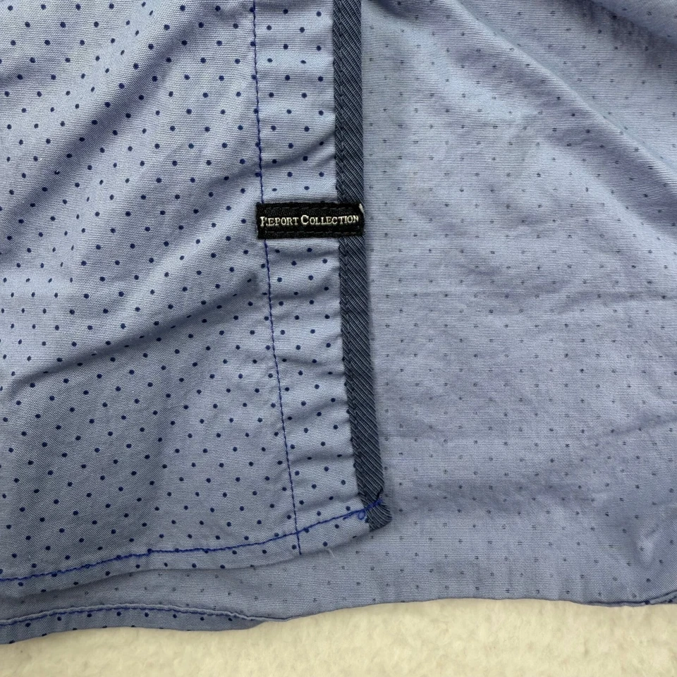 Report Collection Shirt Mens Large Blue Polka Dot Modern Fit Performance Stretch - Image 3 of 4