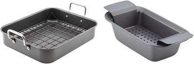 Bakeware Nonstick Roaster/Roasting Pan with Reversible Rack, 16.5 Inch X 13.5 In