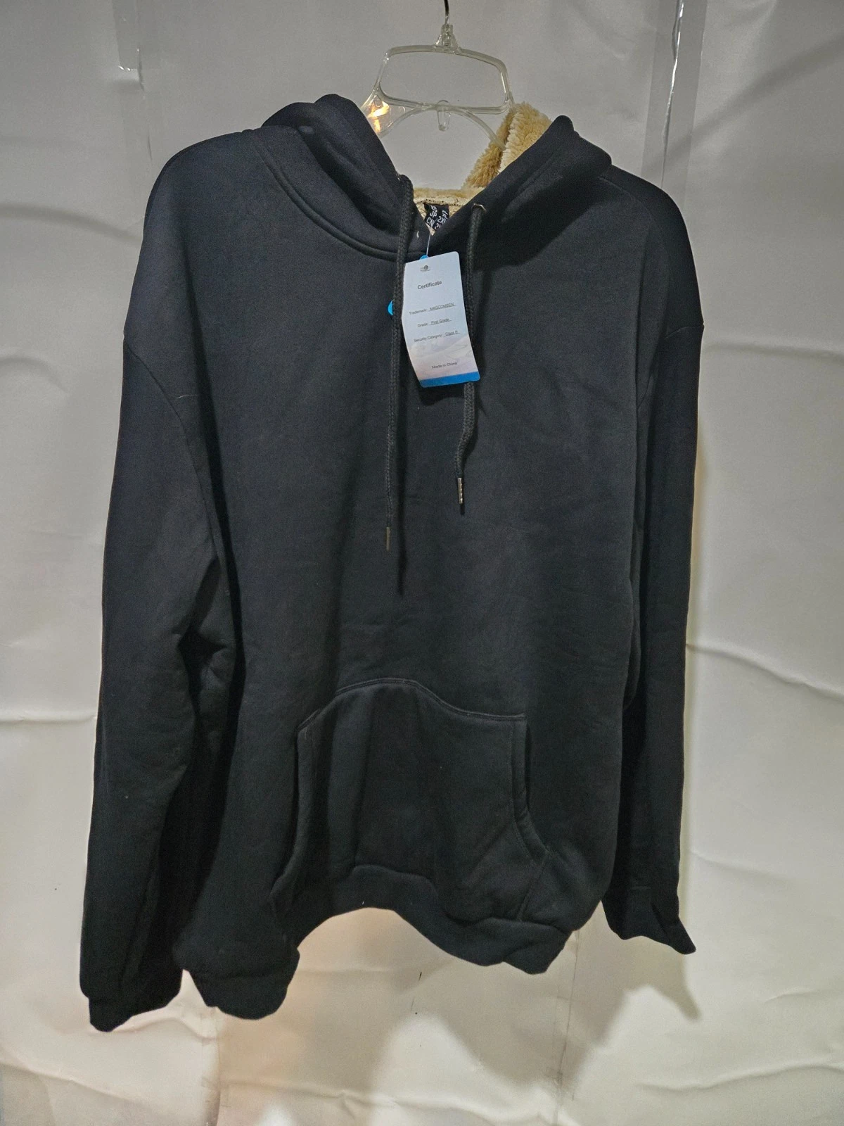 XL Black Men's Pullover Hoodie Thick Sherpa Lined Sweatshirt Winter Hoodies -NWT
