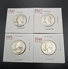 Washington Silver Quarters 40,42,43 & 44 - - Lot of 4--B-74