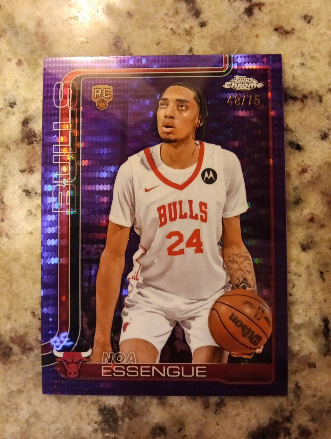 2025-26 Topps Chrome Noa Essengue RC Purple Pulsar SSP /75 262 Bulls 💎
