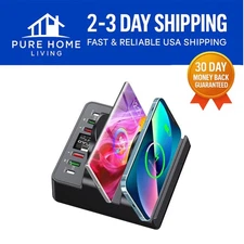 15W Dual Wireless Charger & 6USB Ports | Perfect for iPhone and Android Devices