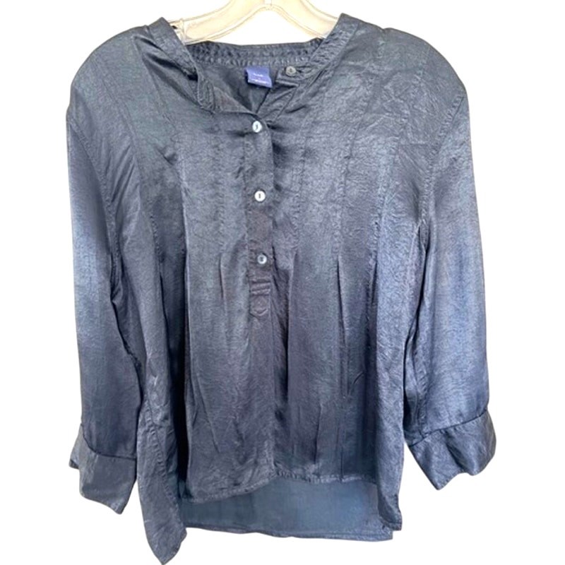 GAP Black Button Front Blouse Lightweight Casual … - image 2