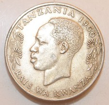 1966 Tanzania 1 shilingi coin
