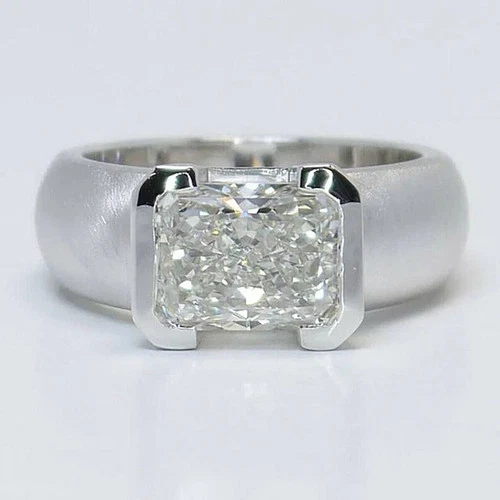 Men's Solitaire Ring 925 Silver 3Ct Lab Created Radiant Cut Lab Created Diamond