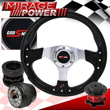 Quick Release For 89-98 Maxima + Black Fusion Style Steering Wheel + Extender