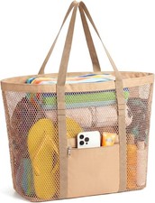 Women's Mesh Beach Bag, Stylish Beach Tote for Swimming, Travel Vacatio