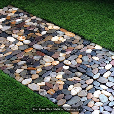 6pcs Plastic Stone Effect Tiles Decking Tiles, Outdoor Splicing Interlocking Flo