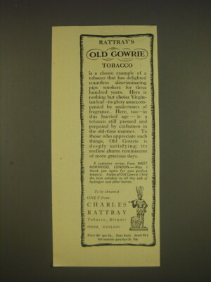 1955 Charles Rattray's Old Gowrie Tobacco Advertisement