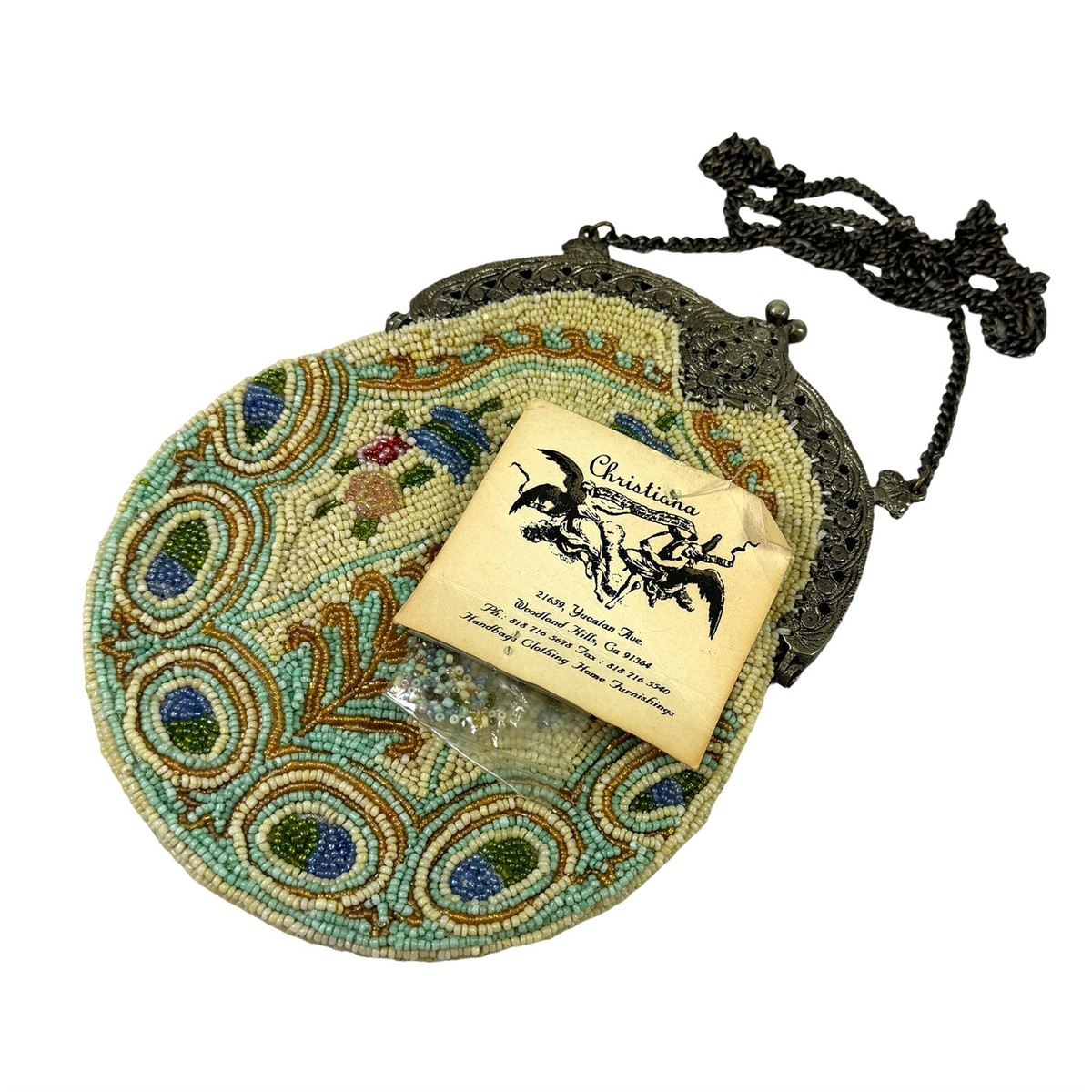 クラッチバッグ Silk bag Made in India Christiana Beaded Handbag Bag Purse & Chain Made in India Silk