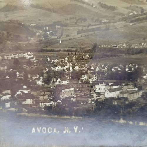 Avoca New York NY RPPC Aerial View of Town 1914 Postcard with Cancel and Stamp - Picture 4 of 6