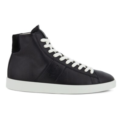 ECCO Women's Street Lite Black Leather High Top Sneaker Boot EU 40 Size 9 - 9.5